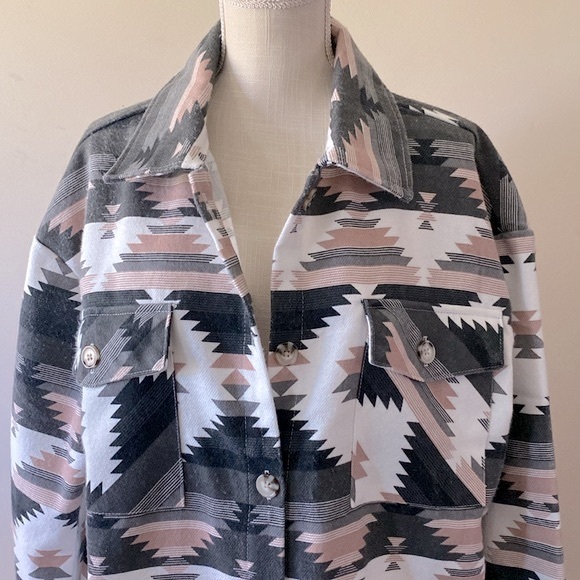 No Comment NY-LA woman’s Aztec shacket Jacket shirt long sleeve, size XL - Picture 4 of 14